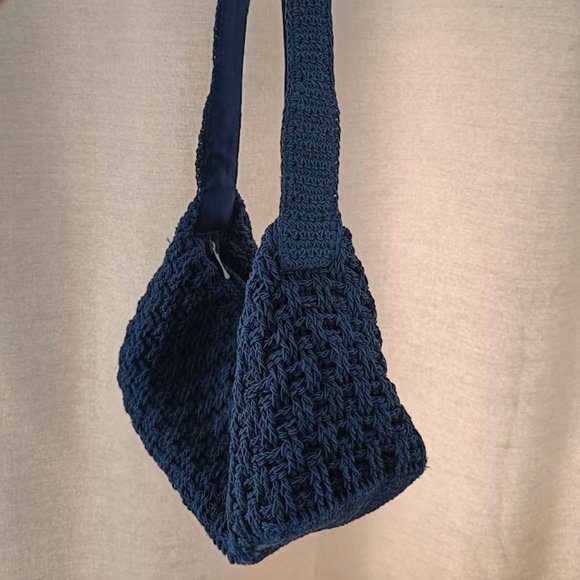 🍀4/$19🍀👜Simons Boho Crochet Navy Blue Mini Bag - Picture 9 of 10